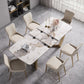 Modern Rectangle Shape Kitchen Dining Set Extendable Sintered Stone Top Dining Set with Trestle Base Clearhalo 'Dining Room Sets' 'Dining Tables & Seating' 'dining_room_set' 'furn' 'furn_dining_room_set' 'Furniture' 'furniture_dining_room_set' 'Kitchen & Dining Furniture' 'kitchen&dining_furn' 'kitchen' 1200x1200_f1cd56e6-0e04-4b9c-91fc-16d9a6633429