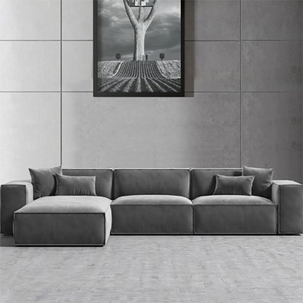 Stile Nordico Sezione sezione Ampiante di braccio quadrate in lattice/giù/spugna divano grigio