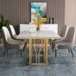 Metal Traditional Luxury Rectangle Dining Table White Top Indoor Table with Pedestal Base Clearhalo ' dining_table' 'Dining Tables & Seating' 'Dining Tables' 'furn' 'furn_dining_table' 'Furniture' 'furniture_dining_table' 'Kitchen & Dining Furniture' 'kitchen&dining_furn' 'kitchen' 'kitchen_dining_table' 1200x1200_f1cf78a0-8068-43b2-a287-5f5cb12b36d5