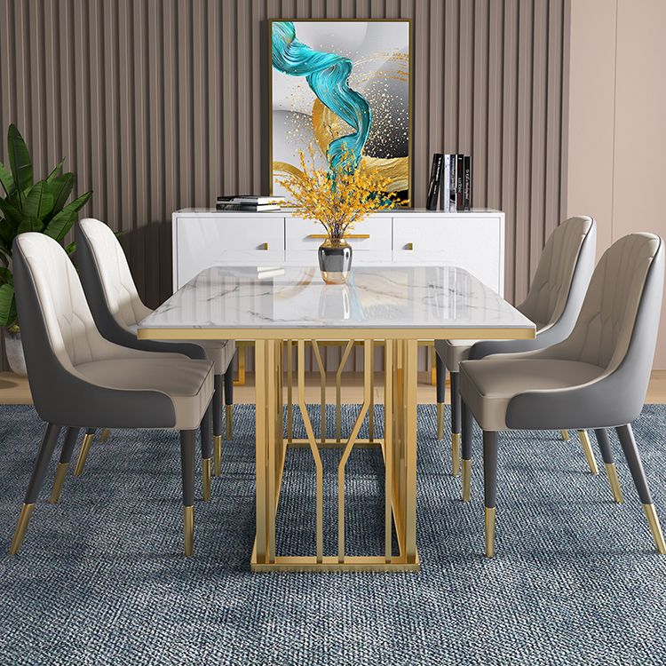 Metal Traditional Luxury Rectangle Dining Table White Top Indoor Table with Pedestal Base Clearhalo ' dining_table' 'Dining Tables & Seating' 'Dining Tables' 'furn' 'furn_dining_table' 'Furniture' 'furniture_dining_table' 'Kitchen & Dining Furniture' 'kitchen&dining_furn' 'kitchen' 'kitchen_dining_table' 1200x1200_f1cf78a0-8068-43b2-a287-5f5cb12b36d5