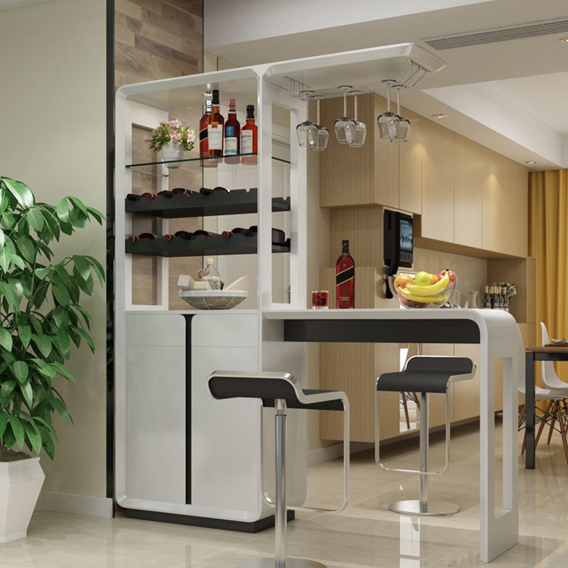 Modern Rectangle Bar Table Wood Table with Wine Cabinet for Living Room Clearhalo 'Bar Furniture' 'Bar Tables' 'bar_tables' 'furn' 'furn_bar_tables' 'Furniture' 'Kitchen & Dining Furniture' 1200x1200_f1d06a54-6956-44be-8659-da901598030a