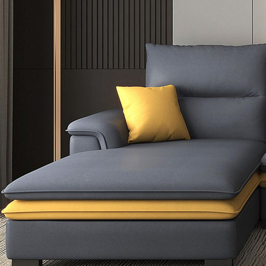 Faux in pelle sezionale con chaise cuscino.