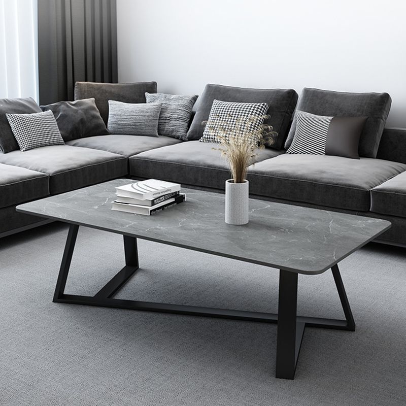 Trestle Marble Cocktail Table Contemporary Rectangular Coffee Table Clearhalo 'Coffee & Accent Tables' 'Coffee Tables' 'coffee_tables' 'furn' 'furn_coffee_tables' 'Furniture' 'Living Room Furniture' 1200x1200_f1d30531-0932-4aad-918b-6540688fa200