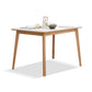 Mesa de comedor rectangular de piedra moderna con patas de madera para comedor