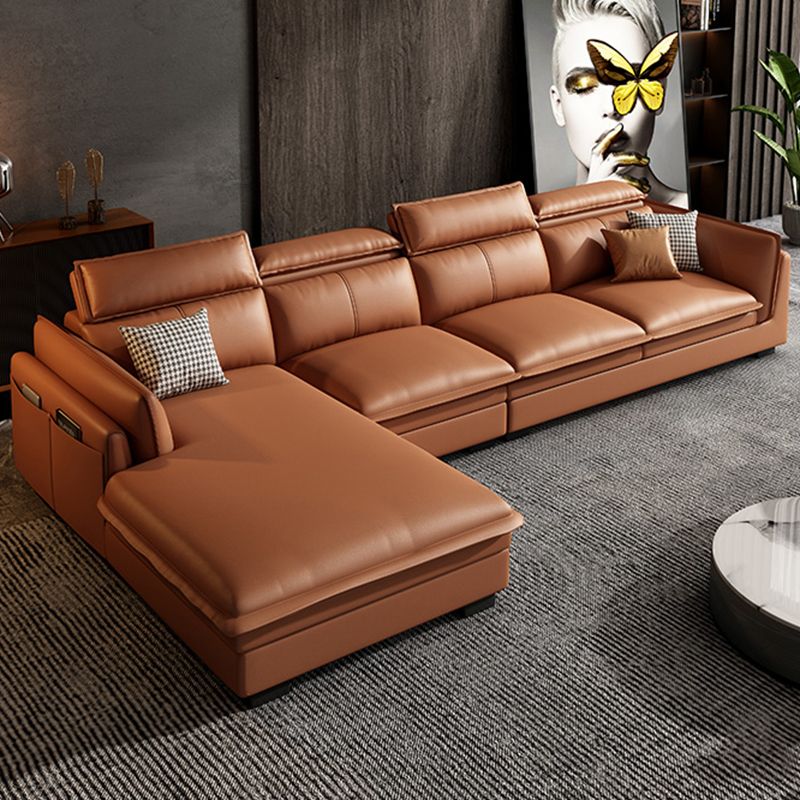 Contemporary Pillow Top Arm Sofa & Chaise Sewn Pillow Back Sofa