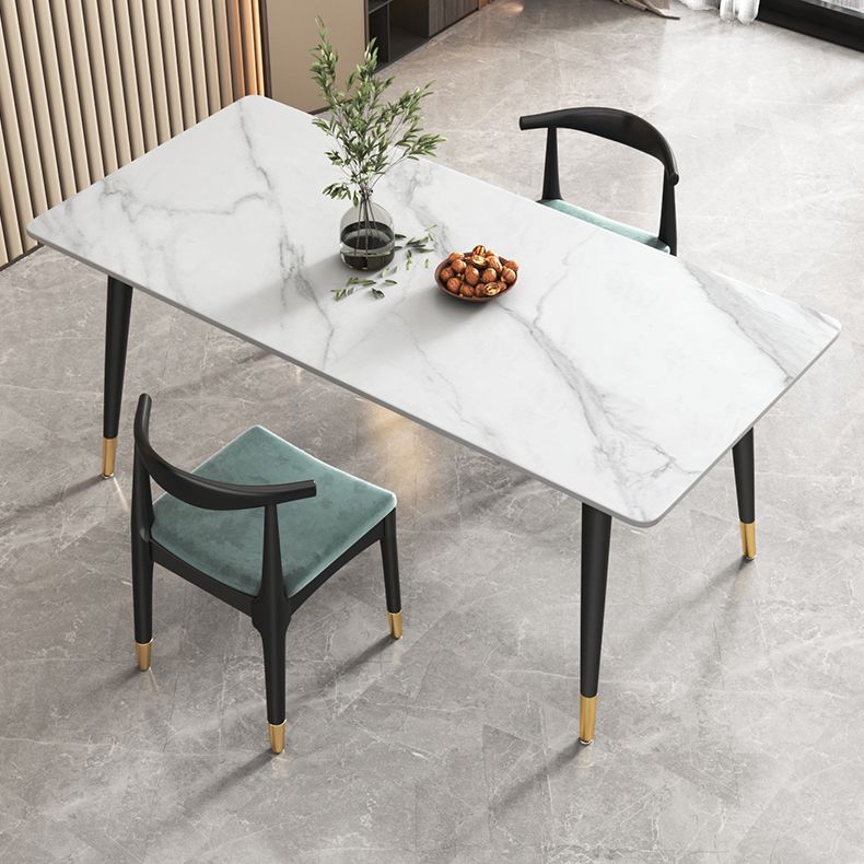Sintered Stone White Dining Table Glam Style 4 Legs Table for Dining Room Clearhalo ' dining_table' 'Dining Tables & Seating' 'Dining Tables' 'furn' 'furn_dining_table' 'Furniture' 'furniture_dining_table' 'Kitchen & Dining Furniture' 'kitchen&dining_furn' 'kitchen' 'kitchen_dining_table' 1200x1200_f1d8f15f-5503-4693-aa27-75e3df7e5df8