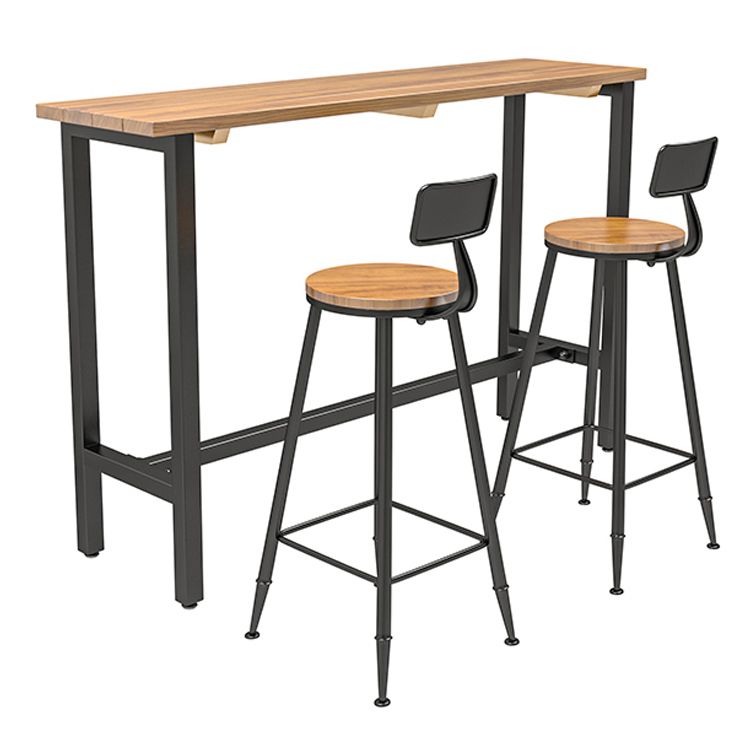 Rectangle Bar Dining Table Contemporary Bar Table with Trestle Base in Black Clearhalo 'Bar Furniture' 'Bar Tables' 'bar_tables' 'furn' 'furn_bar_tables' 'Furniture' 'furniture_bar_tables' 'Kitchen & Dining Furniture' 1200x1200_f1d950c4-01de-4b33-bb2a-29c9ecd36d9d