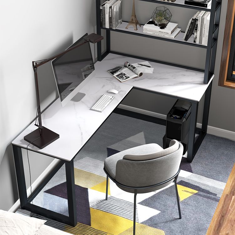 Scrivania angolare in pietra sinterita moderna senza scaffale per ufficio