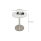 Mesa de comedor de piedra geométrica moderna con base metálica para comedor