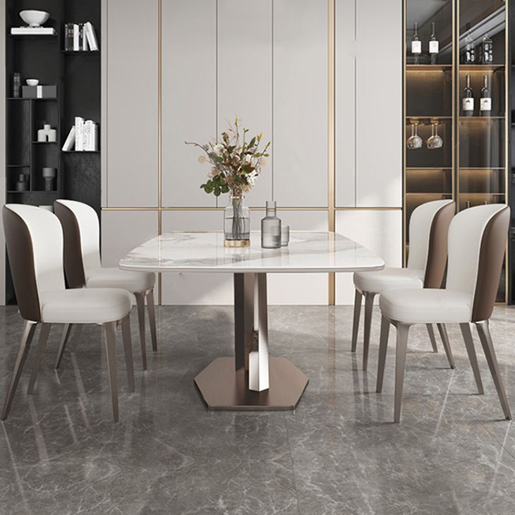 Metal Contemporary Rectangular Table Sintered Stone Dining Table with Pedestal Base Clearhalo ' dining_table' 'Dining Tables & Seating' 'Dining Tables' 'furn' 'furn_dining_table' 'Furniture' 'furniture_dining_table' 'Kitchen & Dining Furniture' 'kitchen&dining_furn' 'kitchen' 'kitchen_dining_table' 1200x1200_f1db4b16-ef6d-4a05-9f66-9e8d7e70a199