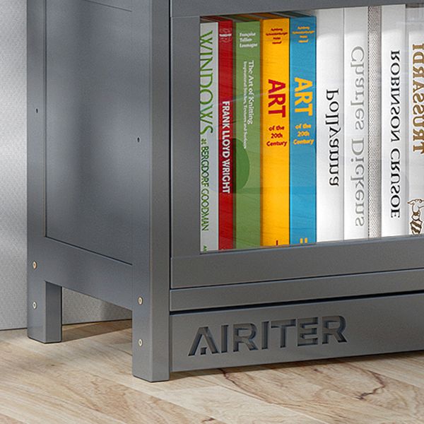 Modern Wooden Bookcase Rectangular 12.2"W Bookshelf in Dark Taupe