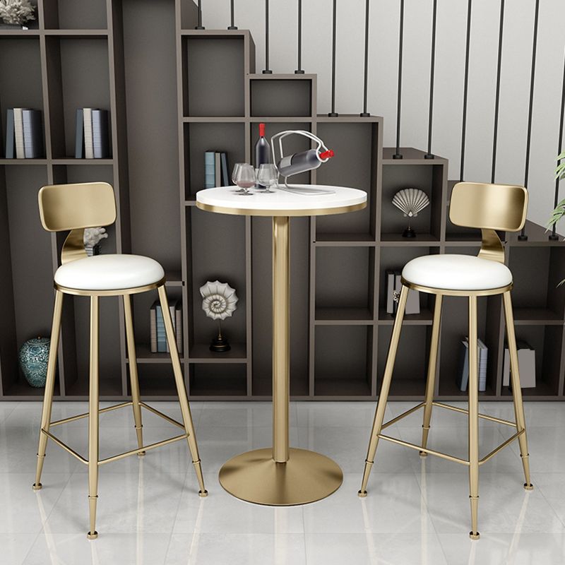 Contemporary Dining Stools Glam Metal Bar Stools with Footrest