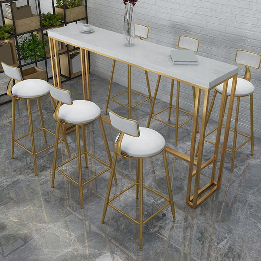 Taburete de barra de respaldo contemporáneo Tablero de metal con reposapiés de oro