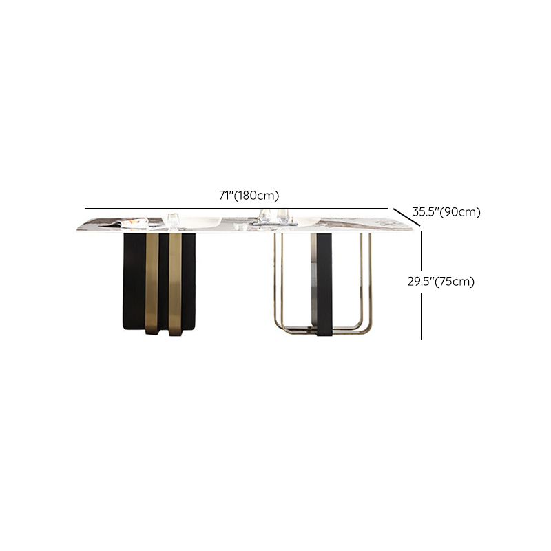 Modern Style Rectangle Dining Table Sintered Stone Table with Metal Legs for Home Clearhalo 'Dining Tables & Seating' 'Dining Tables' 'dining_table' 'furn' 'furn_dining_table' 'Furniture' 'Kitchen & Dining Furniture' 1200x1200_f1dd86f2-3654-4c4c-8ed3-61a2c48cd91c