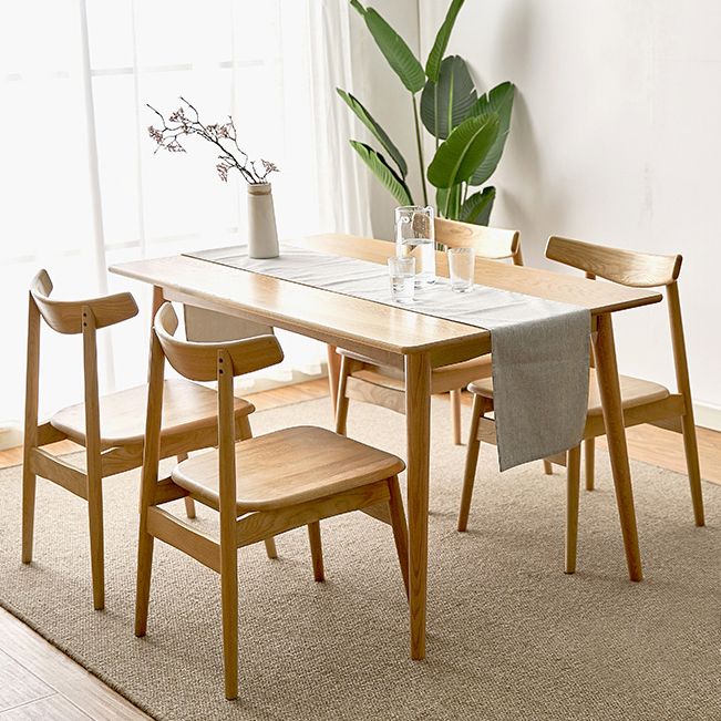 Solid Oak Dining Table Modern Rectangle Dining Table with 4 Natural Finish Legs Clearhalo 'Dining Tables & Seating' 'Dining Tables' 'dining_table' 'furn' 'furn_dining_table' 'Furniture' 'furniture_dining_table' 'Kitchen & Dining Furniture' 'kitchen' 'kitchen_dining_table' 1200x1200_f1de1b2c-257e-470e-9e7b-bff59d1509b8