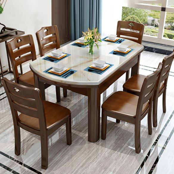Modern Marble Rectangle Shape Dining Furniture 4 Wood Legs Table Formal for Dining Room Furniture Clearhalo 'Dining Room Sets' 'Dining Tables & Seating' 'dining_room_set' 'furn' 'furn_dining_room_set' 'Furniture' 'furniture_dining_room_set' 'Kitchen & Dining Furniture' 'kitchen&dining_furn' 'kitchen' 1200x1200_f1df9f1e-dff8-4d17-9e0e-7e5ed586fd8d
