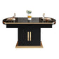 Modern Collapsible Glass Desktop Dining Table with Wooden Lockers