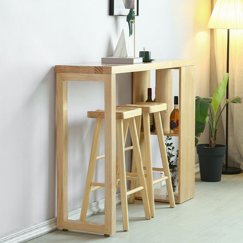 Double Pedestal Bar Table Set 2/3 Pcs Solid Wood Bar Table and Backless Stools Clearhalo 'Bar Furniture' 'furn' 'furn_home_bar_bar_sets' 'Furniture' 'Home Bars & Bar Sets' 'home_bar_bar_sets' 'Kitchen & Dining Furniture' 1200x1200_f1e10722-3abd-4fef-a411-15525dcaed2e