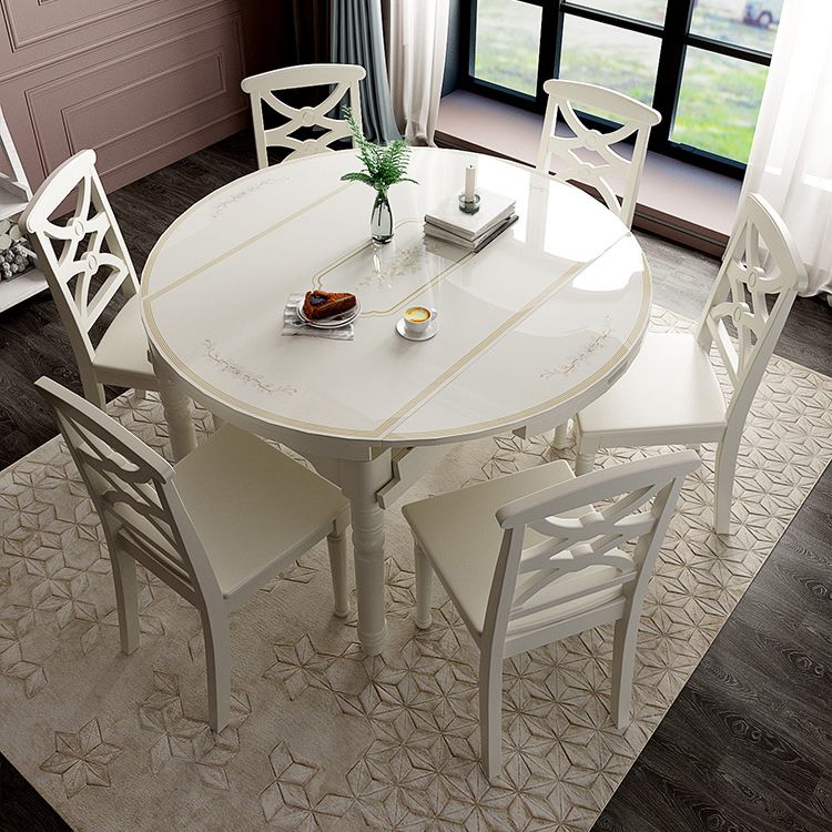 Contemporary Glass Top Dining Room Set 4 Legs Base for Kitchen Clearhalo 'Dining Room Sets' 'Dining Tables & Seating' 'dining_room_set' 'furn' 'furn_dining_room_set' 'Furniture' 'Kitchen & Dining Furniture' 1200x1200_f1e25897-ed6b-4266-ba9e-4cb8bdd8d18a