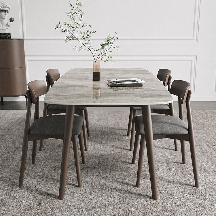 Mid-Century Modern Dining Table Rectangle Stone Top 4 Legs Dining Site Table Clearhalo 'Dining Tables & Seating' 'Dining Tables' 'dining_table' 'furn' 'furn_dining_table' 'Furniture' 'furniture_dining_table' 'Kitchen & Dining Furniture' 'kitchen' 'kitchen_dining_table' 1200x1200_f1e4490a-730b-42dd-a6e5-1a07e55279b2