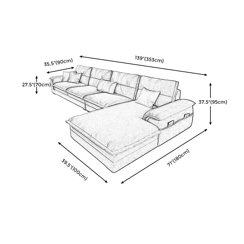 Flared Arm Möbel Abschnitte dunkelgraues Sofa -Abschnitt mit Kissen