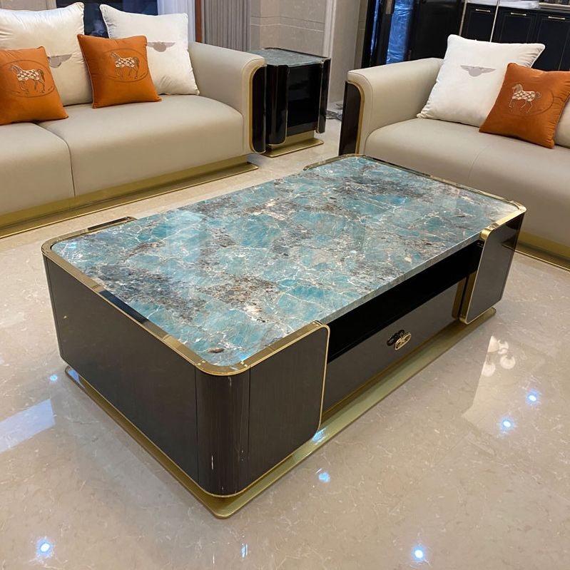 31" Wide Gold Glam Metal Single Coffee Cocktail Table with Storage