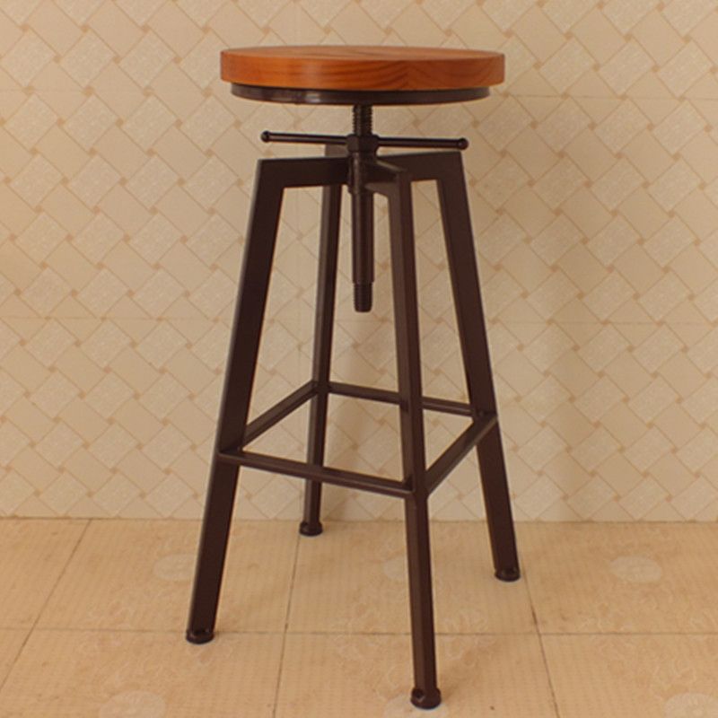 Industrial Armless Rotatable Counter Stool Iron Cafe Bar Stool with Pedal Clearhalo 'Bar Furniture' 'Bar Stools' 'bar_stools' 'furn' 'furn_bar_stools' 'Furniture' 'Kitchen & Dining Furniture' 1200x1200_f1e72e16-29ca-40f3-9f2f-fb73932dac72