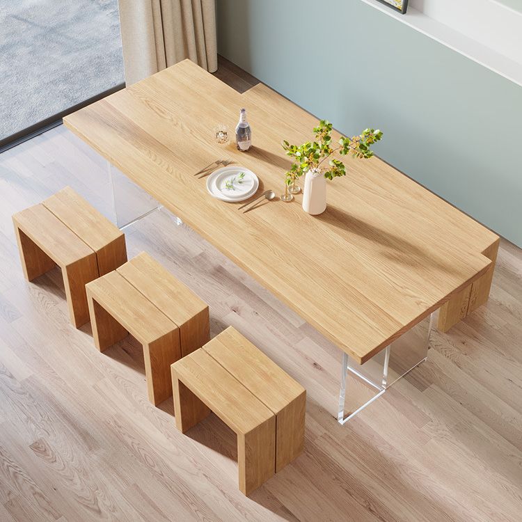 Rectangle Double Base Dining Table Modern Pine Wood Table for Living Room Clearhalo 'Dining Tables & Seating' 'Dining Tables' 'dining_table' 'furn' 'furn_dining_table' 'Furniture' 'Kitchen & Dining Furniture' 1200x1200_f1e754bf-57c2-4dd9-b5c4-03d0edfe8d99