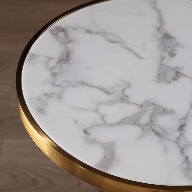 21.5" Tall Modern Round Side End Table with Metal Pedestal Base