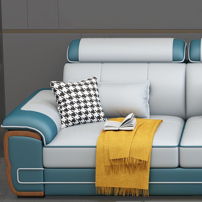 Faux Leather Pillow Top Arm Sectionals 31.5"High Cushion Back Sofa with Slipcover Clearhalo 'furn' 'furn_sectionals' 'Furniture' 'furniture_sectionals' 'Living Room Furniture' 'Sectionals' 1200x1200_f1e7c6bc-9072-4679-b3e5-ab4115239750