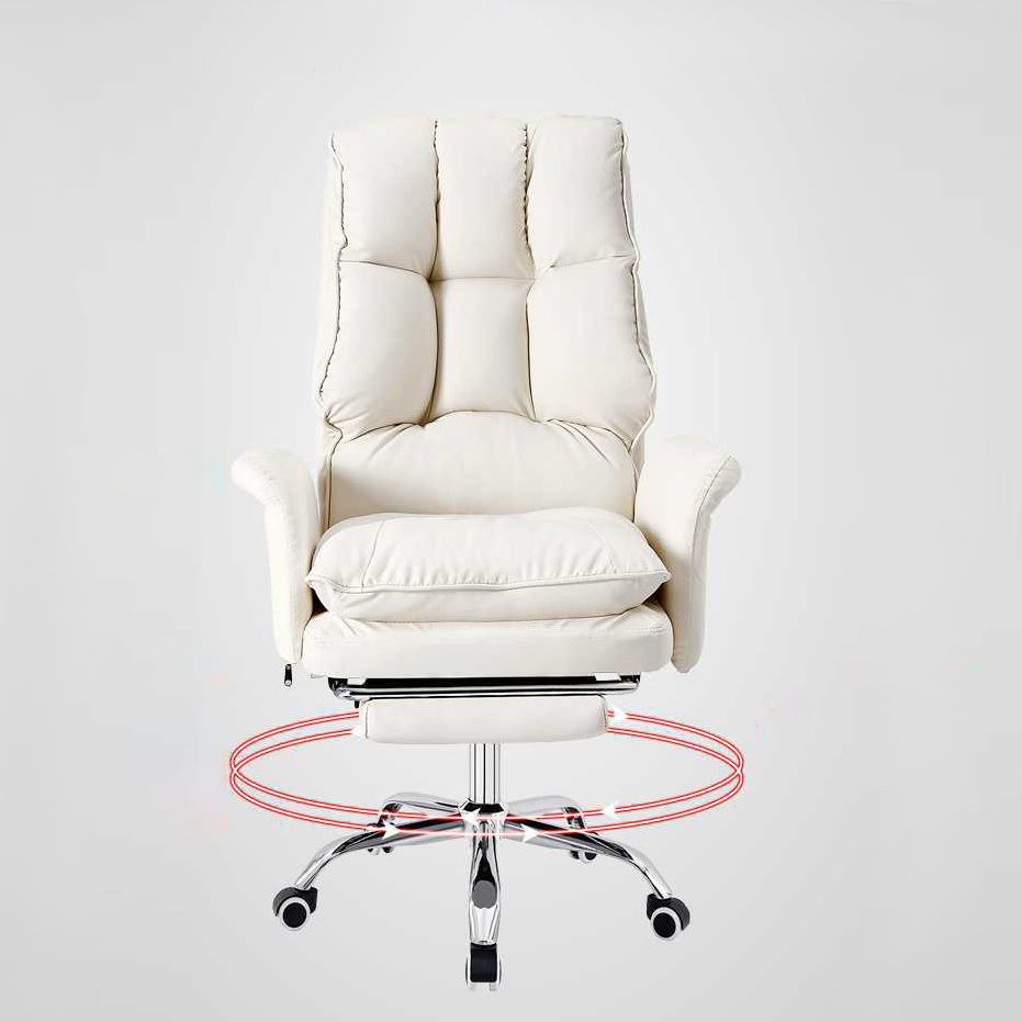 Silver Metal Modern Desk Chair with High Back Leather Desk Chair Clearhalo 'furn' 'furn_office_chair' 'Furniture' 'furniture_office_chair' 'Office Chairs' 'Office Furniture' 'office_chair' 1200x1200_f1ebfa89-1bea-44e9-97b7-1457c7300bbc