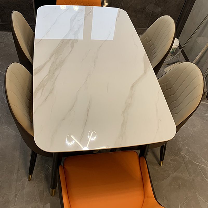 Sintered Stone Dining Table for Restaurant Industrial Rectangle White Table with 4 Legs Clearhalo 'Dining Tables & Seating' 'Dining Tables' 'dining_table' 'furn' 'furn_dining_table' 'Furniture' 'Kitchen & Dining Furniture' 1200x1200_f1ec3317-b5e2-4f84-a12e-c55a94aacee6