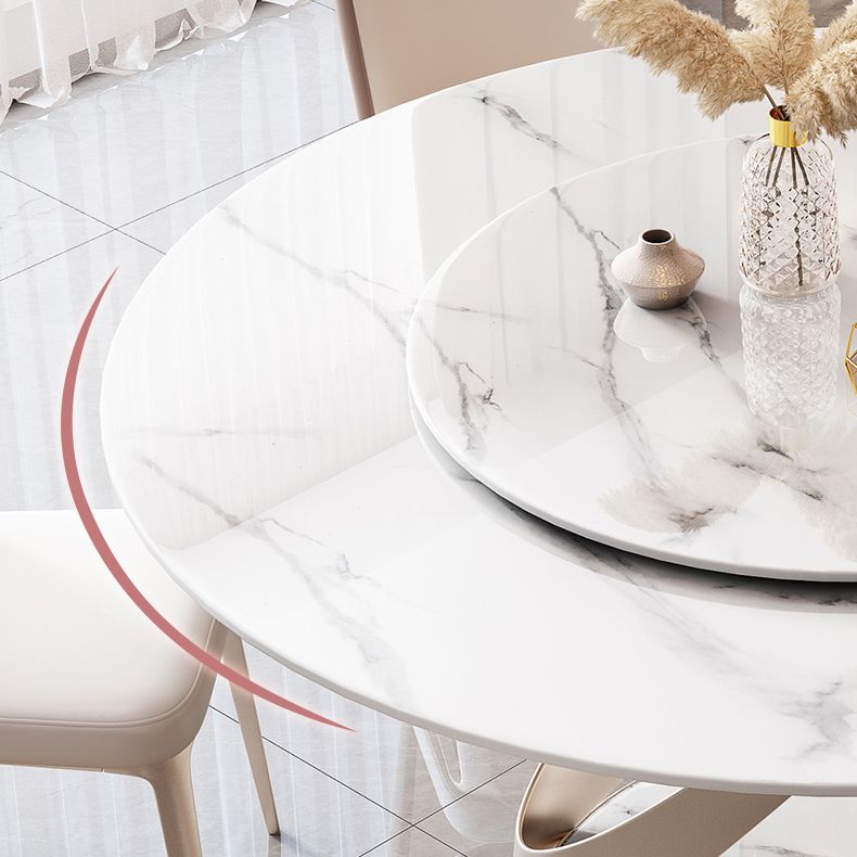 Modern Style 1/4/5/7 Pieces Furniture Round Stone Dining Set in White Clearhalo 'Dining Room Sets' 'Dining Tables & Seating' 'dining_room_set' 'furn' 'furn_dining_room_set' 'Furniture' 'Kitchen & Dining Furniture' 1200x1200_f1ed7529-0bd4-4f26-b721-e2deb627ef91