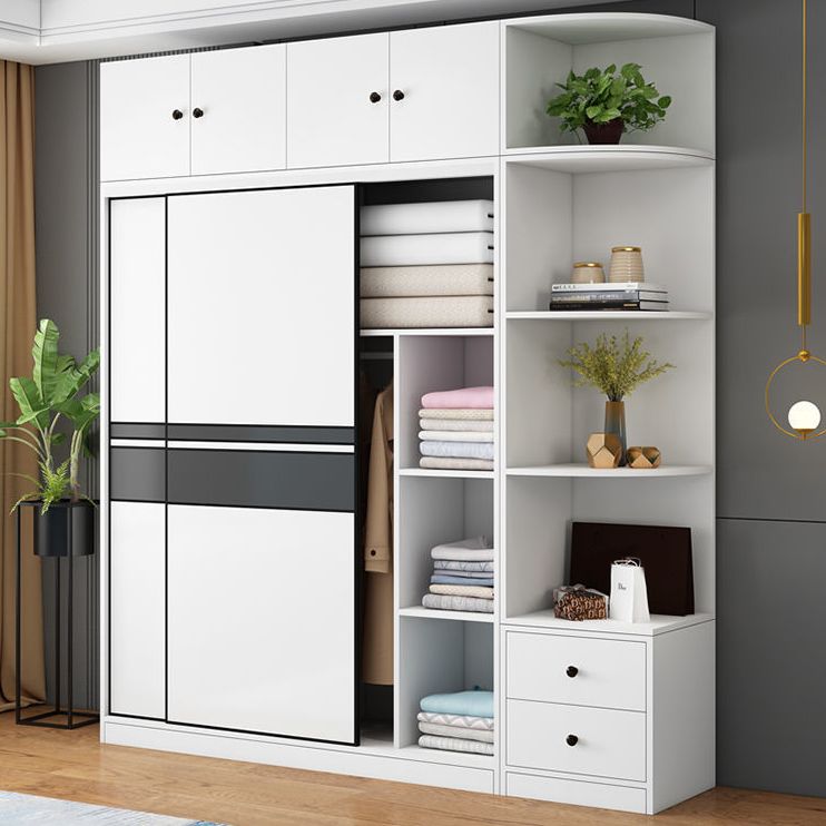 Eigentijdse stijl houten garderobe witte kleur doek staaf inbegrepen garderobe kast