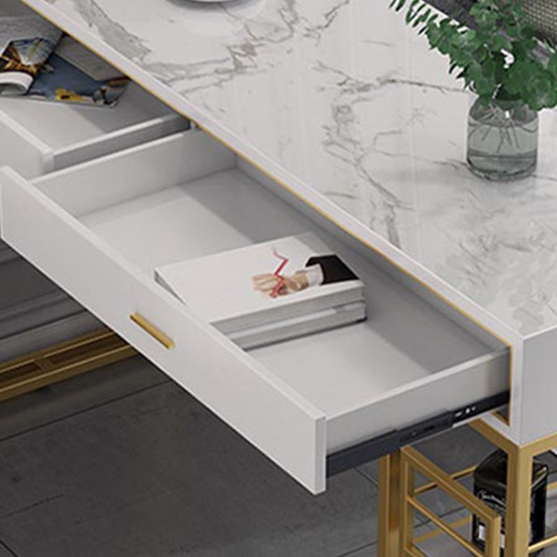 Rectangle Top Table Pub Height Dining Table with Gold Base for Bar Clearhalo 'Bar Furniture' 'Bar Tables' 'bar_tables' 'furn' 'furn_bar_tables' 'Furniture' 'Kitchen & Dining Furniture' 1200x1200_f1f0c639-8588-4ed0-b4bf-c27851df9820