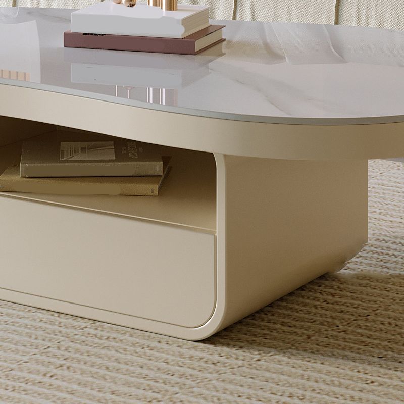 1 - Drawer and 1 - Shelf Coffee Cocktail Table Solid Wood Pedestal Coffee Table Clearhalo 'Coffee & Accent Tables' 'Coffee Tables' 'coffee_tables' 'furn' 'furn_coffee_tables' 'Furniture' 'Living Room Furniture' 1200x1200_f1f1b241-128c-464e-a000-b7fc85da913d