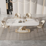 Nordic Sintered Stone Top Dining Set Rectangle 1/4/5/7/9 Pieces Dining Room Table Set