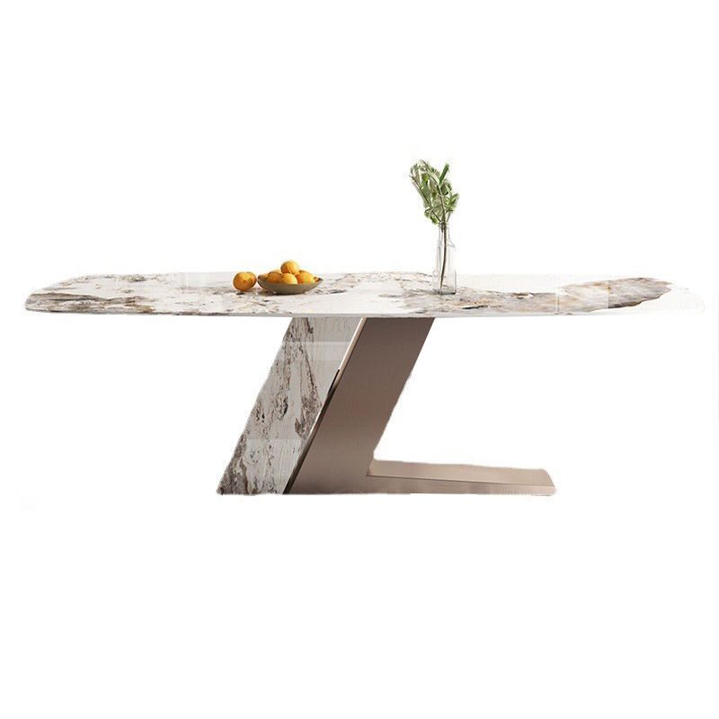 White Stone Top Table for Dining Room Traditional Luxury Rectangle Dining Table
