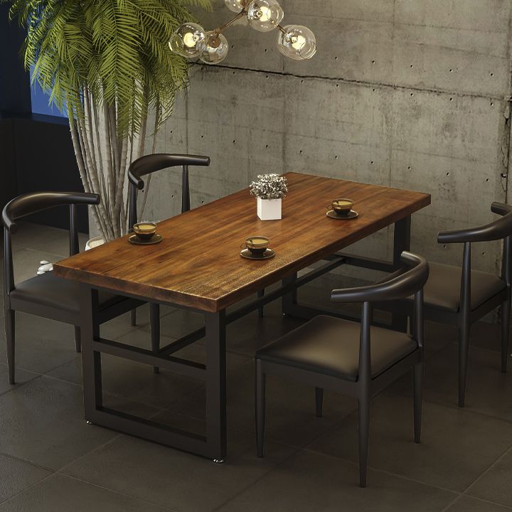 Industrial Dining Table Pine Solid Wood Table with Black Trestle Base for Dining Room Clearhalo ' dining_table' 'Dining Tables & Seating' 'Dining Tables' 'furn' 'furn_dining_table' 'Furniture' 'furniture_dining_table' 'Kitchen & Dining Furniture' 'kitchen&dining_furn' 'kitchen' 'kitchen_dining_table' 1200x1200_f1f46824-e096-407b-ab47-8f80f3c96e0e
