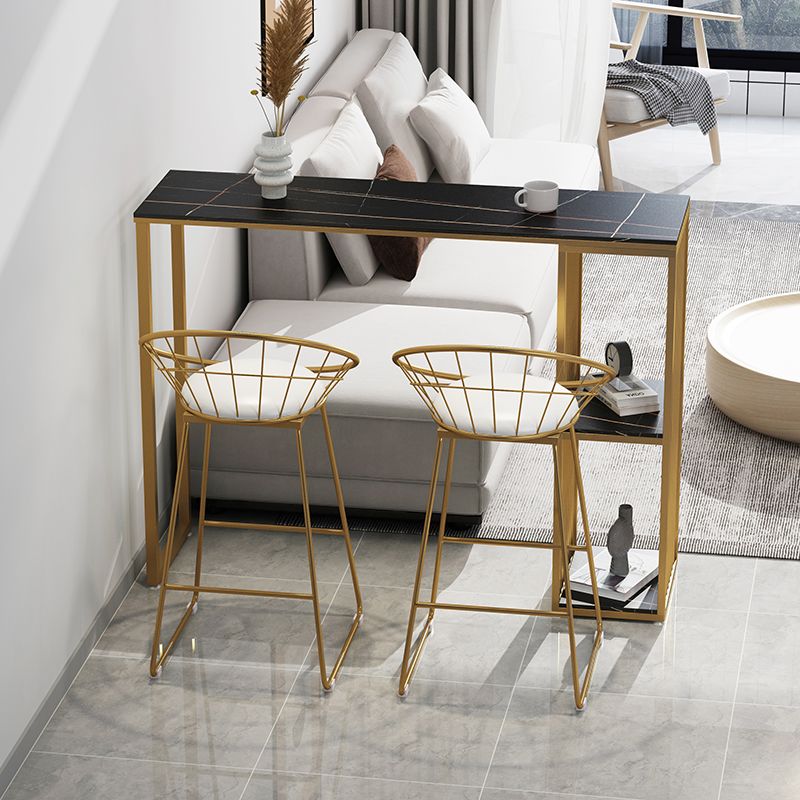 Glam Style Black Bar Table Faux Marble Top Rectangle Indoor Bistro Table Clearhalo 'Bar Furniture' 'Bar Tables' 'bar_tables' 'furn' 'furn_bar_tables' 'Furniture' 'furniture_bar_tables' 'Kitchen & Dining Furniture' 'kitchen&dining_furn' 'kitchen' 1200x1200_f1f50aff-f947-4038-b787-9a47ca80ec3a