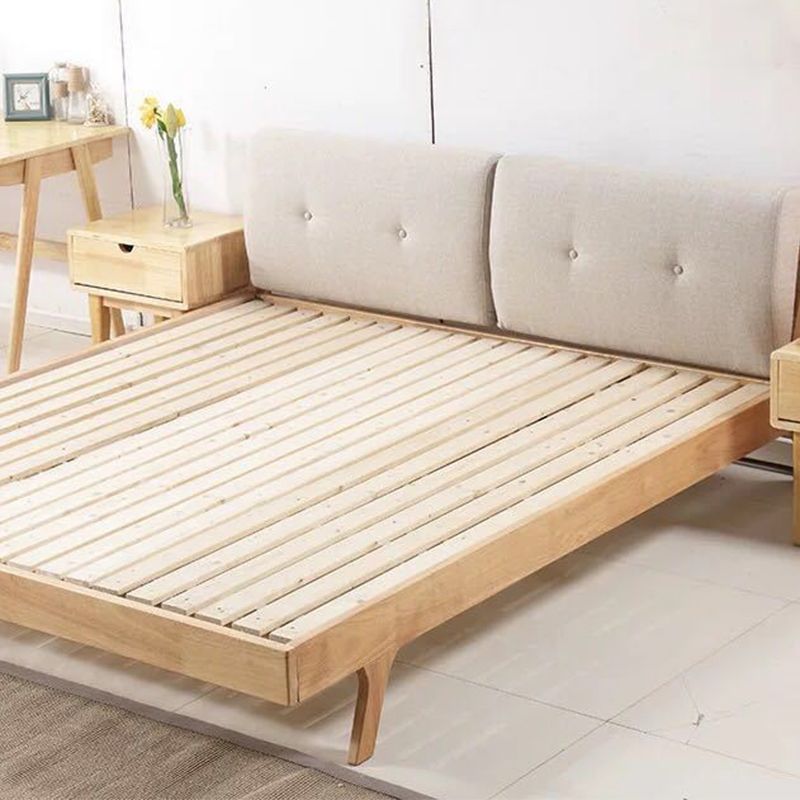 Scandinavian Solid Wood Panel Bed Linen Upholstered Bed with Nailhead Trim Clearhalo 'Bedroom Furniture' 'Beds' 'furn' 'furn_beds' 'Furniture' 1200x1200_f1f59a4a-c737-4ecc-969c-cee545ba8c09