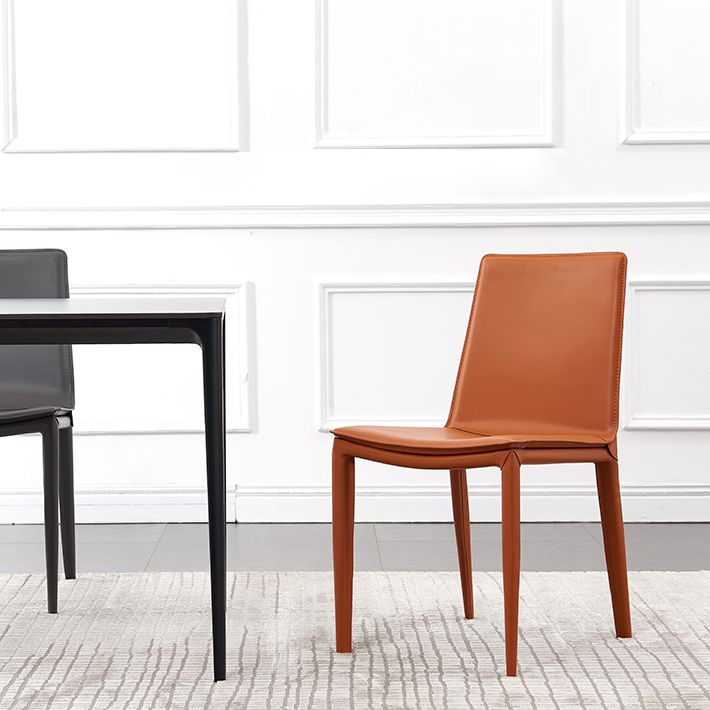 Modern Style Leather Dining Armless Chair Metal Side Chair for Home Use Clearhalo 'Dining Chairs' 'Dining Tables & Seating' 'dining_chair' 'furn' 'furn_dining_chair' 'Furniture' 'Kitchen & Dining Furniture' 1200x1200_f1f65ef8-ea71-4fd7-a431-a617123b013b