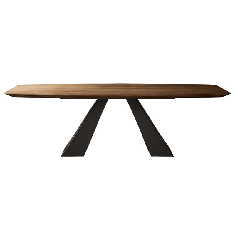 Rectangle Solid Wood Table Modern Dining Table with Metal Pedestal Base Clearhalo ' dining_table' 'Dining Tables & Seating' 'Dining Tables' 'furn' 'furn_dining_table' 'Furniture' 'furniture_dining_table' 'Kitchen & Dining Furniture' 'kitchen&dining_furn' 'kitchen' 'kitchen_dining_table' 1200x1200_f1facbc9-c221-46a3-877a-8ea1a5457ec9