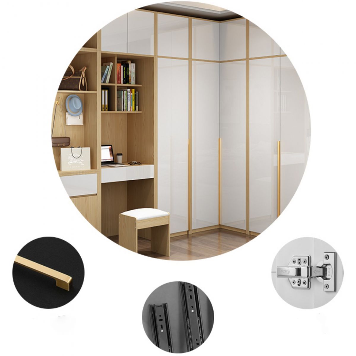 Contemporary Style Wardrobe Armoire Wood Armoire with Garment Rod for Bedroom