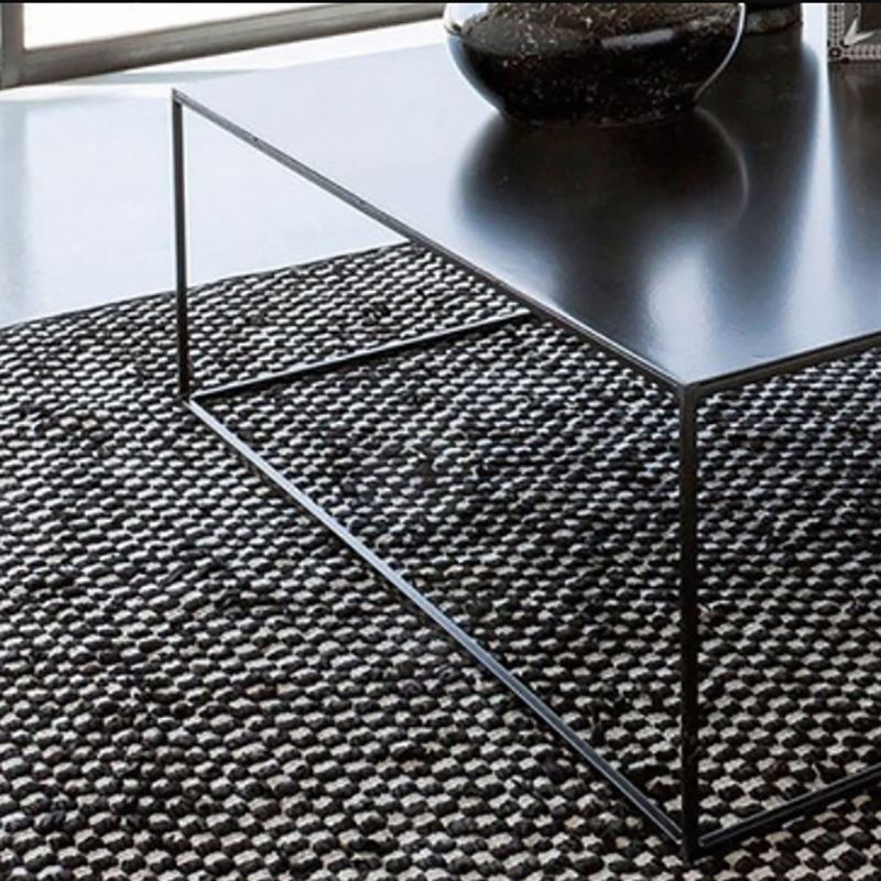 Iron Square Coffee Table with Frame Base Mid-Century Modern Cocktail Table