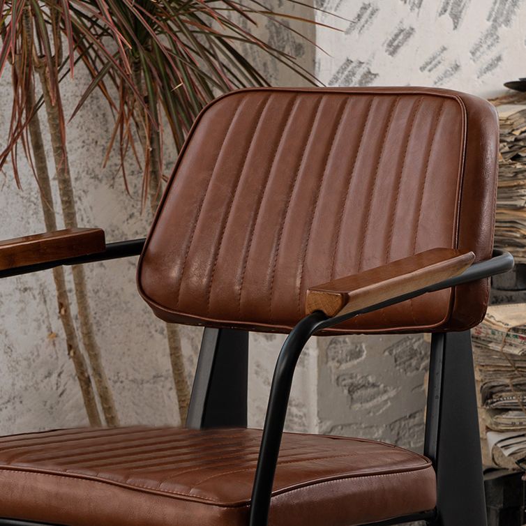 Industrial Style Leather Dining Chairs Open Back Upholstered Dining Side Chairs Clearhalo ' kitchen&dining_furn' 'Dining Chairs' 'Dining Tables & Seating' 'dining_chair' 'furn' 'furn_dining_chair' 'Furniture' 'furniture_dining_chair' 'Kitchen & Dining Furniture' 'kitchen' 1200x1200_f1fd353e-f2ab-4de2-8439-968bf9f3ccbf