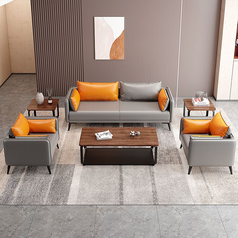 24,8 "Hochglamsofa Kunstleder/echter Ledertuxedo -Armsofa mit Kissen