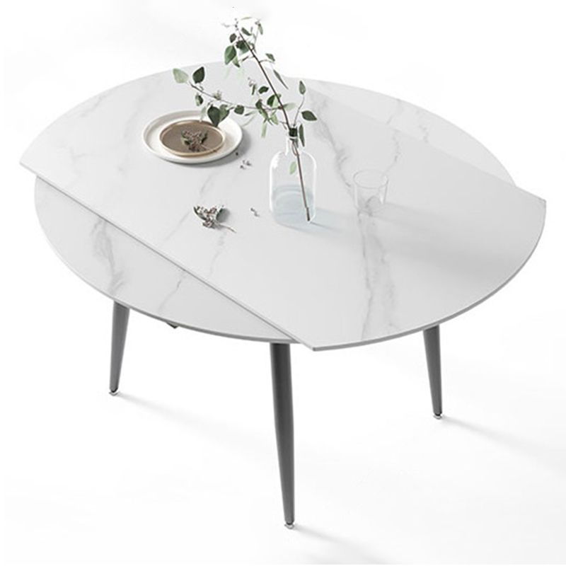 Modern Sintered Stone Dining Table White Round Table with Black Frame for Home Clearhalo ' dining_table' 'Dining Tables & Seating' 'Dining Tables' 'furn' 'furn_dining_table' 'Furniture' 'furniture_dining_table' 'Kitchen & Dining Furniture' 'kitchen&dining_furn' 'kitchen' 'kitchen_dining_table' 1200x1200_f200f09d-7a50-4258-84d5-d9cdaa007a73
