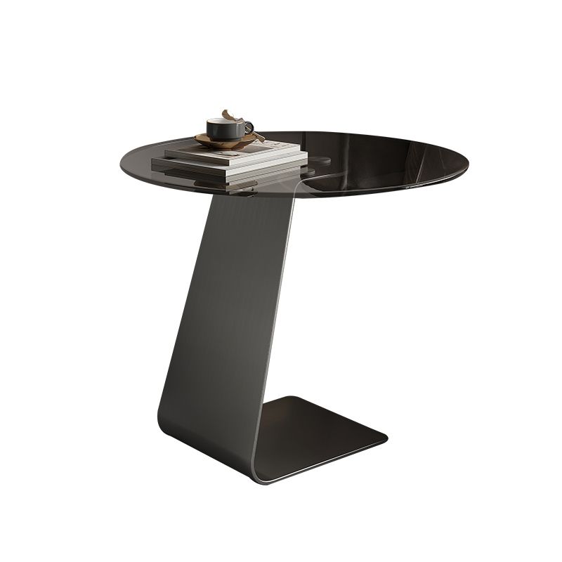 Tavolo di vetro rotondo a forma di forma C di metà secolo.