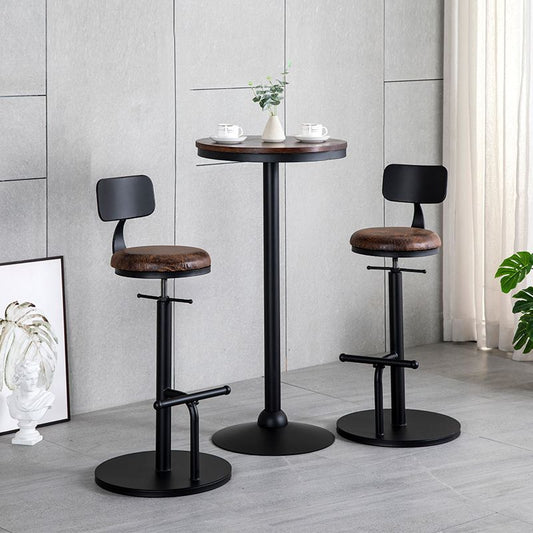 Industrial Adjustable Height Swivel Bar Stool Black Footrest Home Stool Clearhalo 'Bar Furniture' 'Bar Stools' 'bar_stools' 'furn' 'furn_bar_stools' 'Furniture' 'furniture_bar_stools' 'Kitchen & Dining Furniture' 1200x1200_f20385a5-996b-4310-b543-74c69922d793